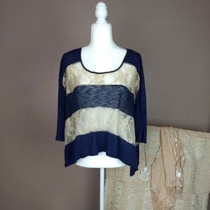 Staring at Stars Oversized Lace Inset Top B7